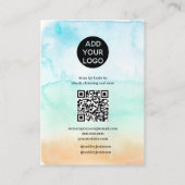 Carte De Visite Aquarelle tropicale plage Qr logo écran d'oreille (Dos)