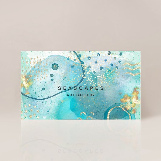 Carte De Visite Aquarelle tropicale Turquoise Côte Abstraite