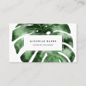 Carte De Visite Aquarelle tropicale Verdure Feuille Monstera (Devant)