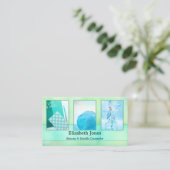 Carte De Visite Aquarelle turquoise Abstraite vos photos (Debout devant)