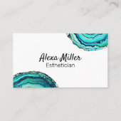 Carte De Visite Aquarelle Turquoise Agate Géode Slice Crystal (Devant)