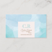 Carte De Visite Aquarelle Turquoise bleu moderne (Devant)