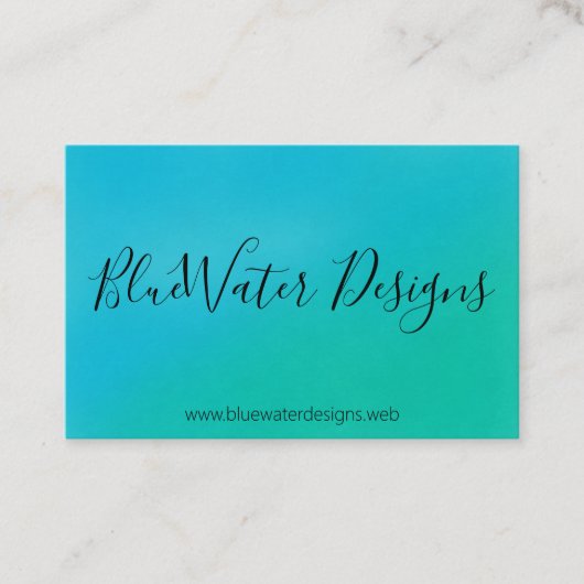 Carte De Visite Aquarelle Turquoise Bleue Avec Police Calligraphiq (Devant)