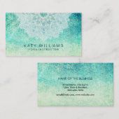 Carte De Visite Aquarelle turquoise de fleur de Lotus (Devant / Derrière)