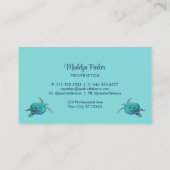 Carte De Visite Aquarelle Turquoise de la tortue de mer (Dos)