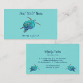 Carte De Visite Aquarelle Turquoise de la tortue de mer (Devant / Derrière)
