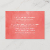 Carte De Visite Aquarelle turquoise et corail Floral (Dos)