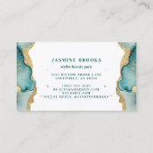 Carte De Visite Aquarelle turquoise et dorée (Dos)