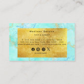 Carte De Visite Aquarelle turquoise et feuille d'or faux (Dos)