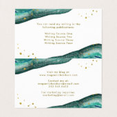 Carte De Visite Aquarelle Turquoise et Géode d'or Faux (Intérieur déplié)