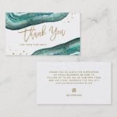 Carte De Visite Aquarelle Turquoise et Géode d'or| Merci (Devant / Derrière)
