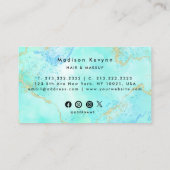 Carte De Visite Aquarelle turquoise et or (Dos)