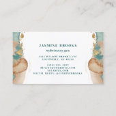 Carte De Visite Aquarelle Turquoise et or poussiéreux (Dos)