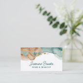 Carte De Visite Aquarelle Turquoise et or poussiéreux (Debout devant)