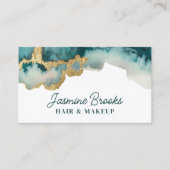 Carte De Visite Aquarelle turquoise et or professionnel (Devant)