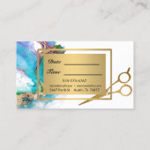Carte De Visite Aquarelle Turquoise Gold Foil Marbre coiffeuse (Dos)