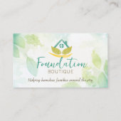 Carte De Visite Aquarelle Turquoise Green Yellow Foundation House (Dos)