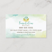 Carte De Visite Aquarelle Turquoise Green Yellow Foundation House (Devant)