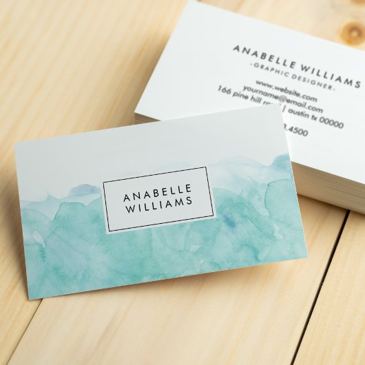 Carte De Visite Aquarelle turquoise moderne