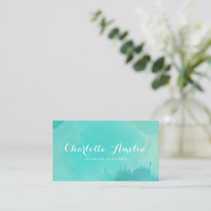 Carte De Visite Aquarelle Turquoise Moderne Élégante