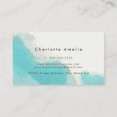 Carte De Visite Aquarelle Turquoise Moderne Élégante (Dos)