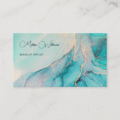 Carte de visite aquarelle turquoise or (Devant)