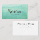 Carte De Visite Aquarelle turquoise professionnelle moderne (Devant / Derrière)