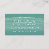 Carte De Visite Aquarelle turquoise Vagues nage moderne Entraîneur (Dos)
