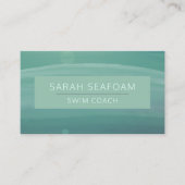Carte De Visite Aquarelle turquoise Vagues nage moderne Entraîneur (Devant)