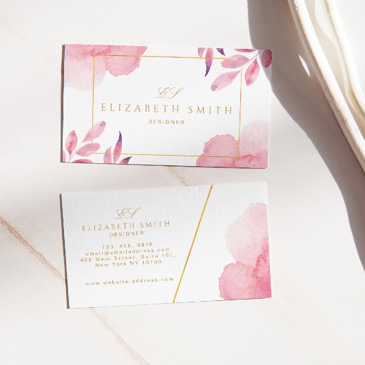 Carte De Visite Aquarelle unique Coral Peach Moderne