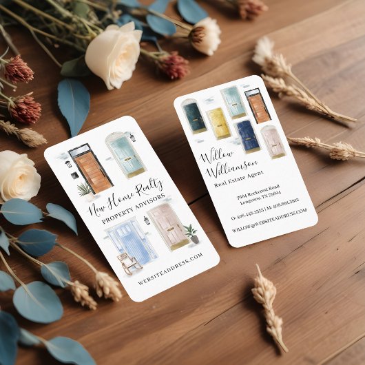 Carte De Visite Aquarelle unique Portes avant Immobilier