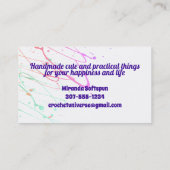 Carte De Visite Aquarelle univers fil crochet crochets (Dos)