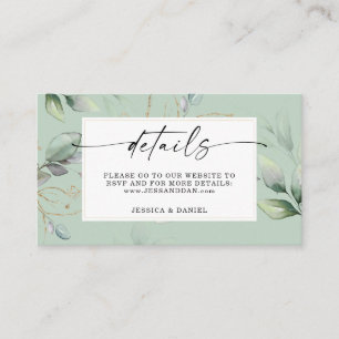 Carte De Visite Aquarelle Verdure avec Sage et Gold Détails Bus