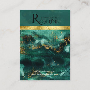 Carte De Visite aquarelle vert brosse or Logo Écran d'oreille