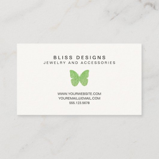 Carte De Visite Aquarelle vert citron vert logo papillon simple (Dos)
