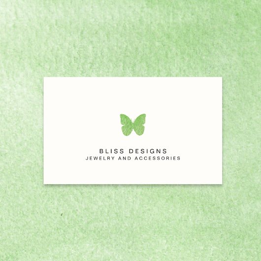 Carte De Visite Aquarelle vert citron vert logo papillon simple