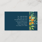 Carte De Visite Aquarelle Vert Feuillage Botanique Bleu foncé (Dos)