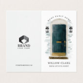 Carte De Visite Aquarelle vert foncé Porte d'entrée Photo & Servic (Extérieur déplié)