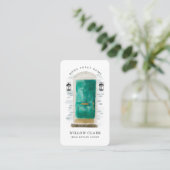 Carte De Visite Aquarelle vert jade porte entrée agent immobilier (Debout devant)