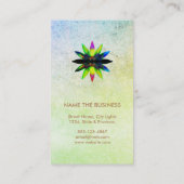 Carte De Visite Aquarelle Vert Lotus Logo Fleur Yoga Guérison (Dos)