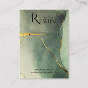 Carte De Visite Aquarelle vert or parties scintillant bijoux Affic