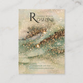 Carte De Visite Aquarelle vert or parties scintillant bijoux Affic (Devant)