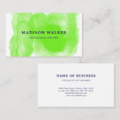 Carte De Visite Aquarelle vert pomme (Devant / Derrière)