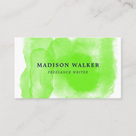 Carte De Visite Aquarelle vert pomme (Devant)