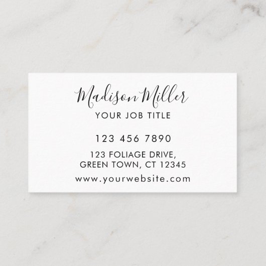 Carte De Visite Aquarelle vert QR Code (Dos)