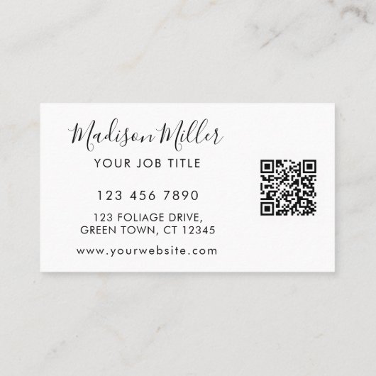 Carte De Visite Aquarelle vert QR Code (Dos)