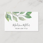 Carte De Visite Aquarelle vert QR Code (Devant)