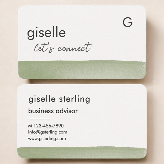 Carte De Visite Aquarelle Vert Sauge