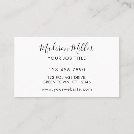 Carte De Visite Aquarelle verte (Dos)