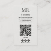 Carte De Visite Aquarelle verte abstraite avec monogramme et code  (Dos)